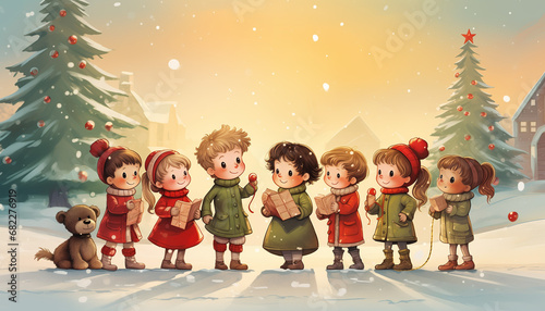 children playing in the snow