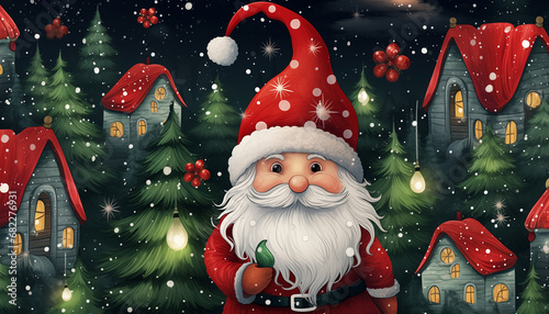 santa claus with christmas tree