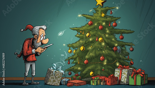 santa claus and christmas tree