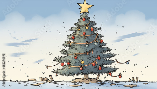 a cartoon christmas tree in green