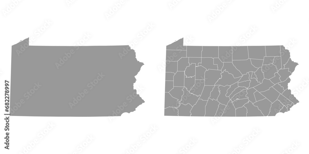 Pennsylvania state gray maps. Vector illustration. Pennsylvania state gray maps. Vector illustration.
