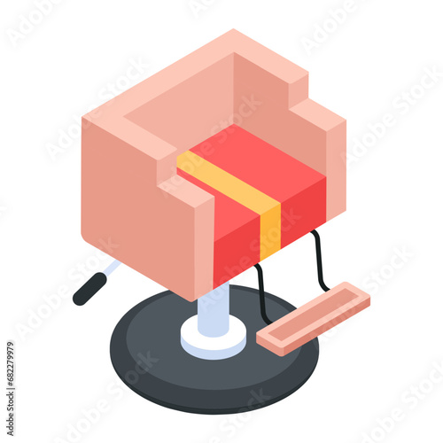 Barber Shop Interior Isometric Icon