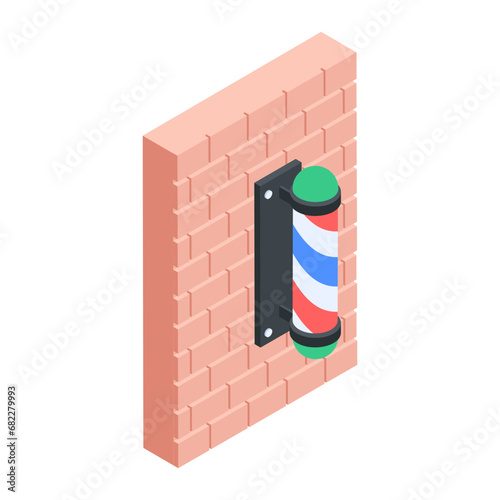 Barber Shop Interior Isometric Icon