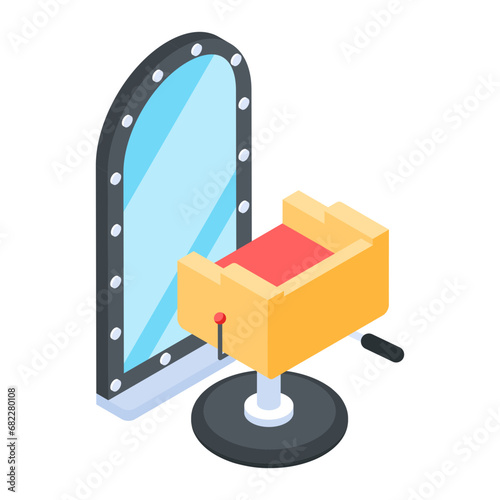 Barber Shop Interior Isometric Icon