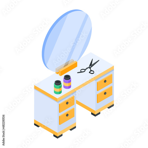 Barber Shop Interior Isometric Icon