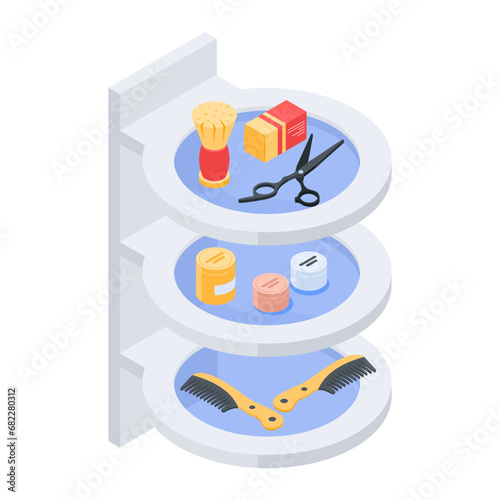 Barber Shop Interior Isometric Icon