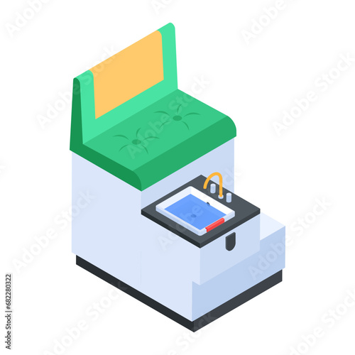Barber Shop Interior Isometric Icon