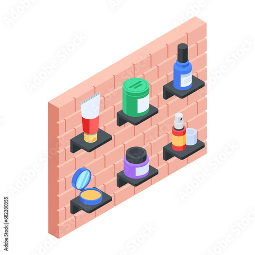 Barber Shop Interior Isometric Icon