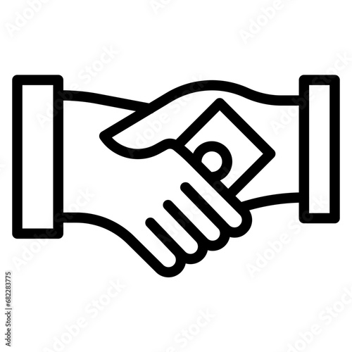 Bribe Handshake Line Icon