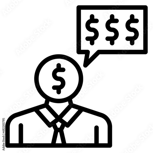 Greedy Banker Line Icon