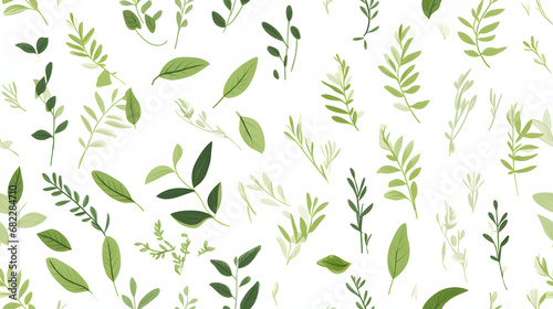 Fresh green herbs pattern, seamless light background texture photo