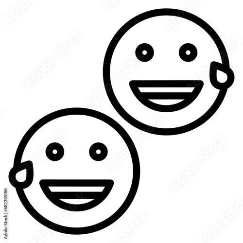 Laughing Together Line Icon