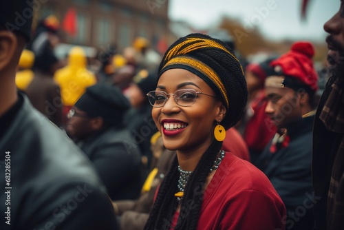 Black woman celebrating Martin Luther King´s day photo