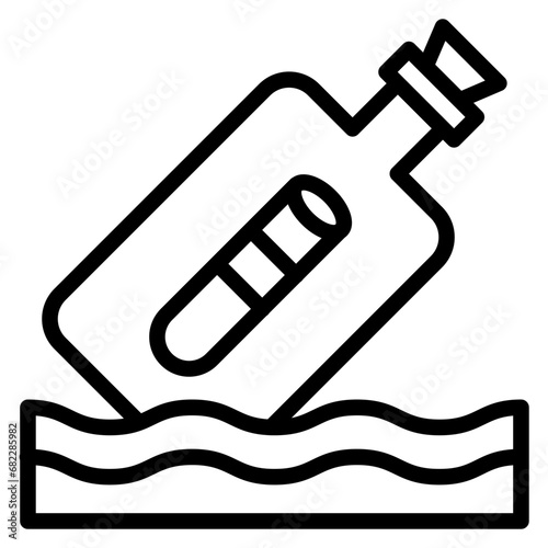 Message In Bottle Line Icon