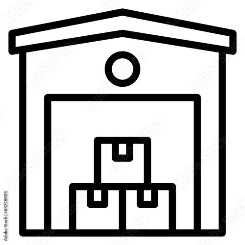 Warehouse Line Icon