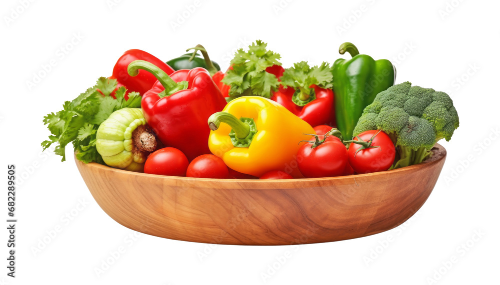 vegetables in a basket isolated on transparent background cutout