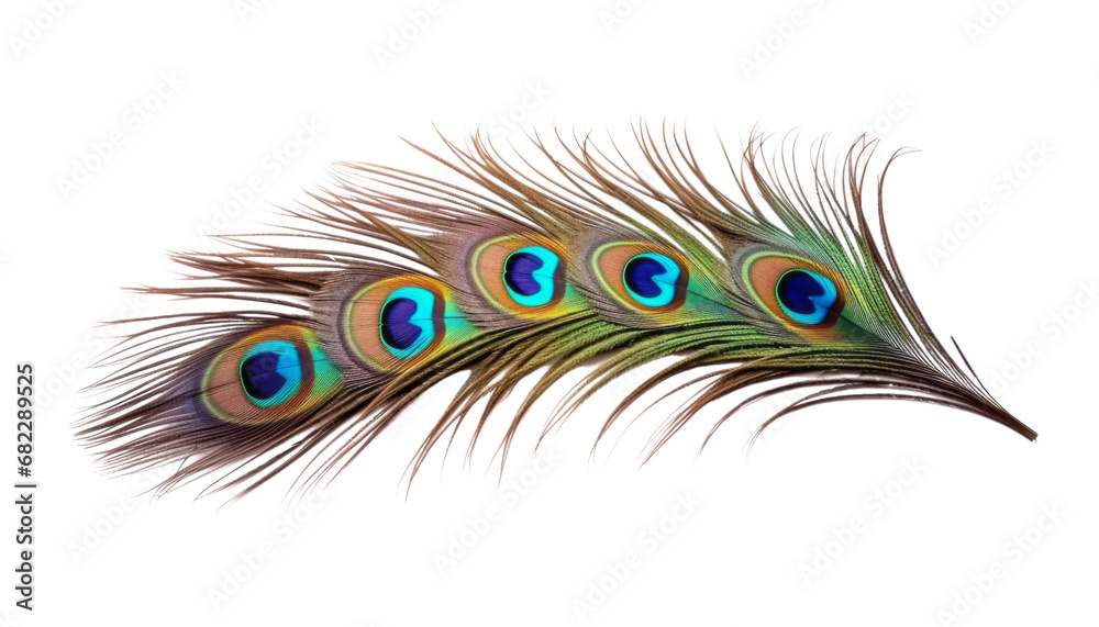 Obraz premium peacock feather isolated on transparent background cutout