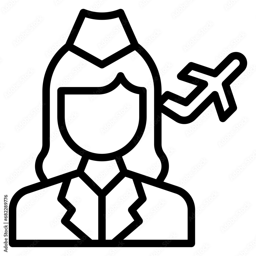 Flight Attendant Line Icon Flight Attendant Line Icon