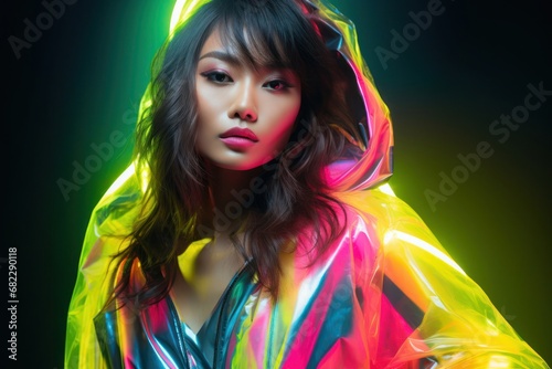 Asian Female Glowing Captivating Clothing Setting Generative AI