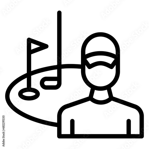 Golf Player Male Line Icon