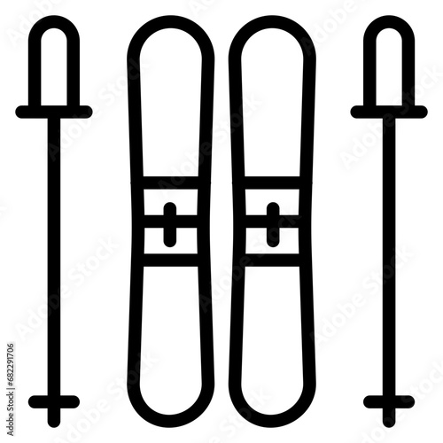Skis Line Icon