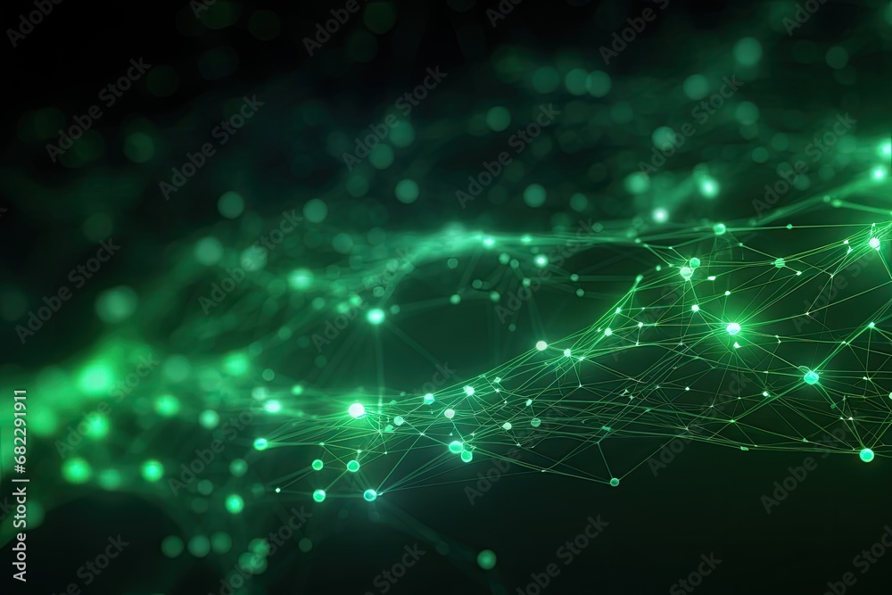 Concept of communication network technology internet business. Green background.