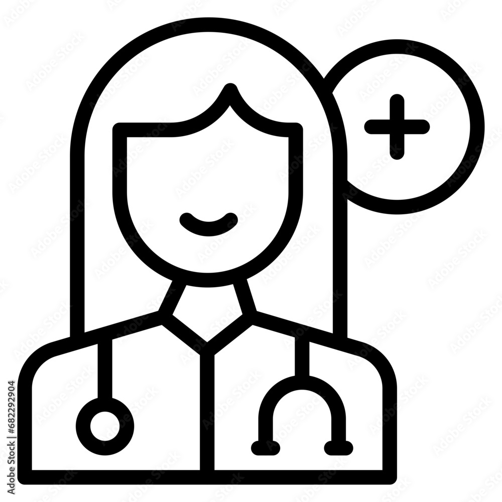 Paramedic Female Line Icon Paramedic Female Line Icon