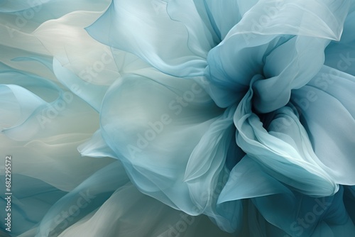  a close up of a blue and white flower on a white and grey background with a blurry image of a flower in the center of the flower is very large flower.