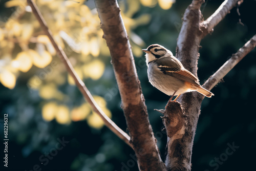 Pássaro pousado em um galho de árvore na natureza - Papel de parede  photo