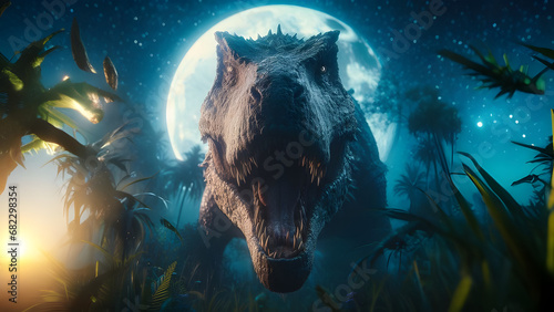 Jurassic Moon - AI generated Illustration, realistic