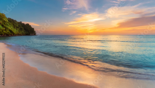 closeup sea sand beach panoramic beach landscape inspire tropical seascape waves horizon colorful sunset sky calm serenity tranquil relaxing sunlight summer coast vacation travel beautiful banner