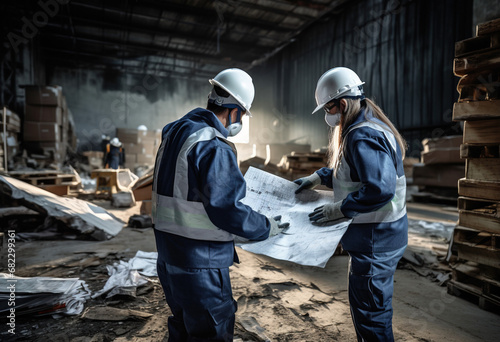 Illustration of Two Working Construction Workers