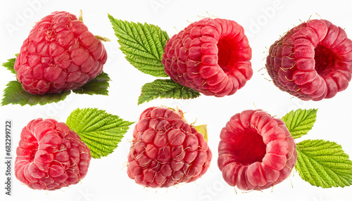 set of raspberries isolated