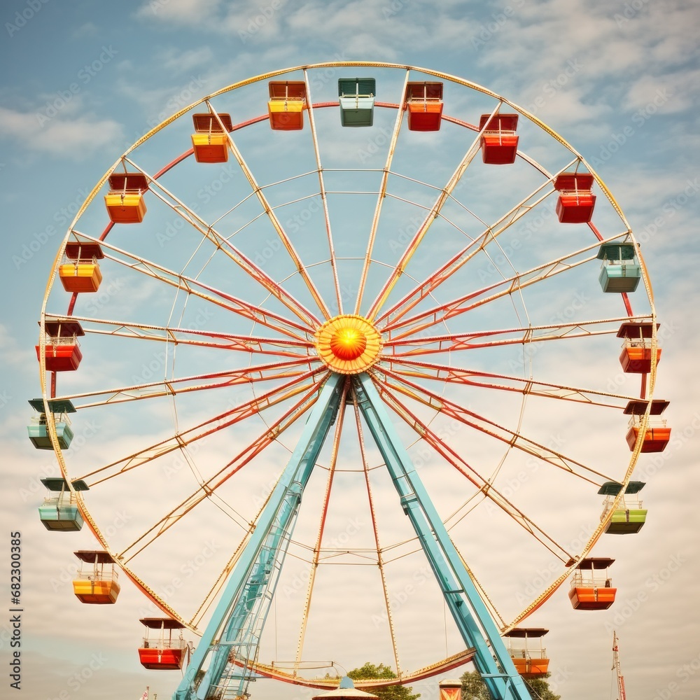 A towering Ferris wheel serves as the focal point of this carnival-themed A towering Ferris wheel serves as the focal point of this carnival-themed