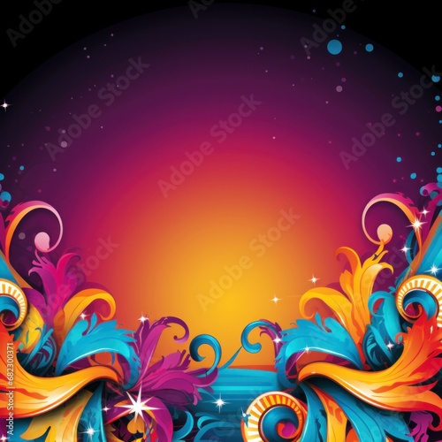 A colorful carnival banner adorns the background