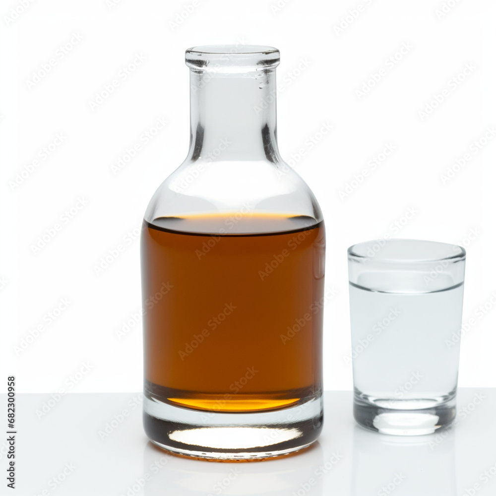 roduct photo of brown syrup bottle, on white background created with Generative Ai roduct photo of brown syrup bottle, on white background created with Generative Ai