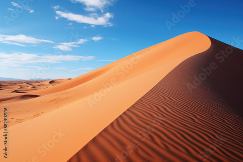 A seamless panorama of sand dunes stretching into the distance, capturing the expansive beauty of desert landscapes. Concept of endless horizons and vastness. Generative Ai.