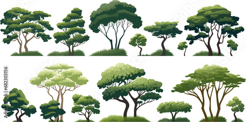 savannah trees set isolated vector style with transparent background illustration photo