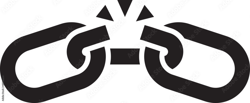 Broken chain as a symbol of freedom from slavery. Link damage. Broken chain as a symbol of freedom from slavery. Link damage.