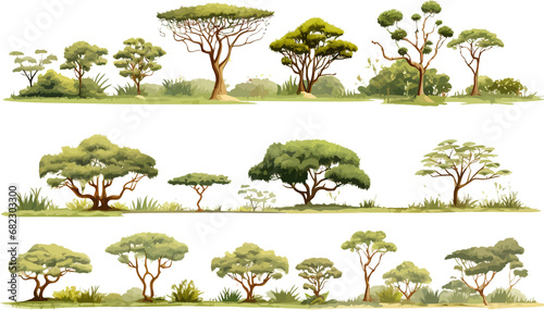 savannah vegetation set isolated vector style with transparent background illustration photo