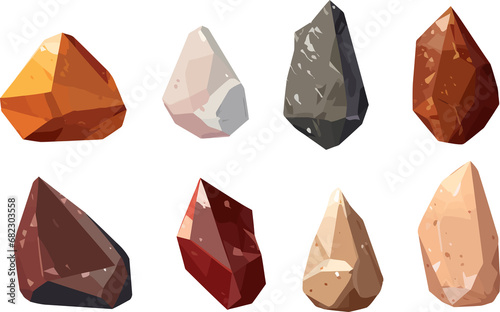 various rocks set isolated vector style with transparent background illustration