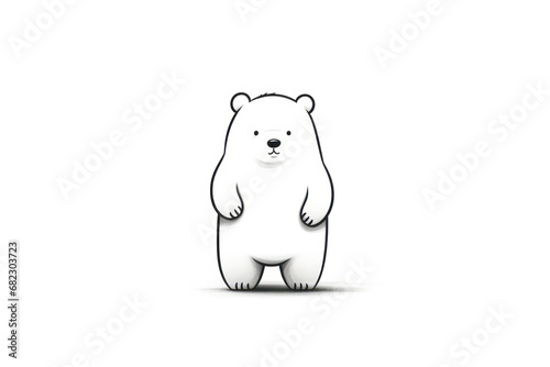  a white polar bear standing in the middle of a white background with a black outline of a polar bear on the left side of the image  and a black outline of the polar bear on the right side of the.