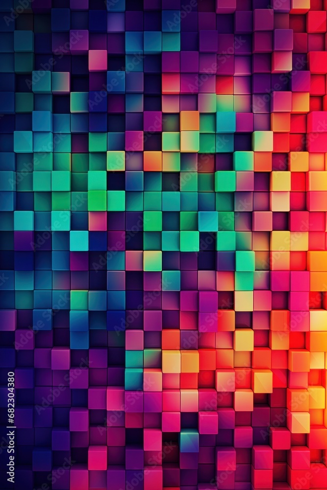 pixelated pattern of bright colors