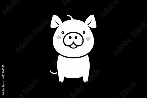  a black and white picture of a pig on a black background with the words pig on the front of the pig and the bottom of the pig's head.