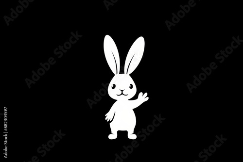  a black and white image of a rabbit on a black background with a white outline of a rabbit on the right side of the image and a white outline of the rabbit on the left side of the.