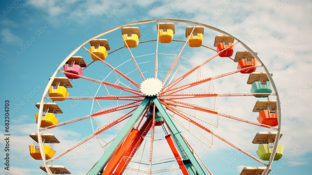 A towering Ferris wheel serves as the focal point of this carnival-themed A towering Ferris wheel serves as the focal point of this carnival-themed