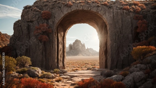 Stampa su tela stone archway portal in desert