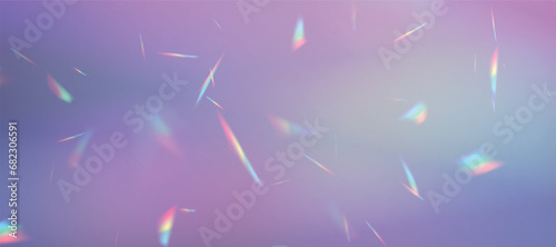 Blurred rainbow refraction overlay effect. Light lens prism effect on bright background. Holographic reflection, crystal flare leak shadow overlay. Vector abstract illustration. photo