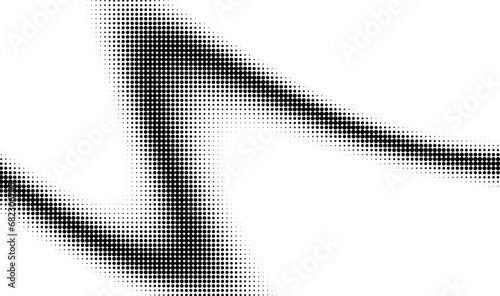Monochrome gradient halftone dots background. Vector illustration. Big wave