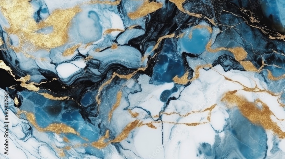 Stone marble texture background ultramarine blue and gold white color. Patterned natural of abstract wall marble